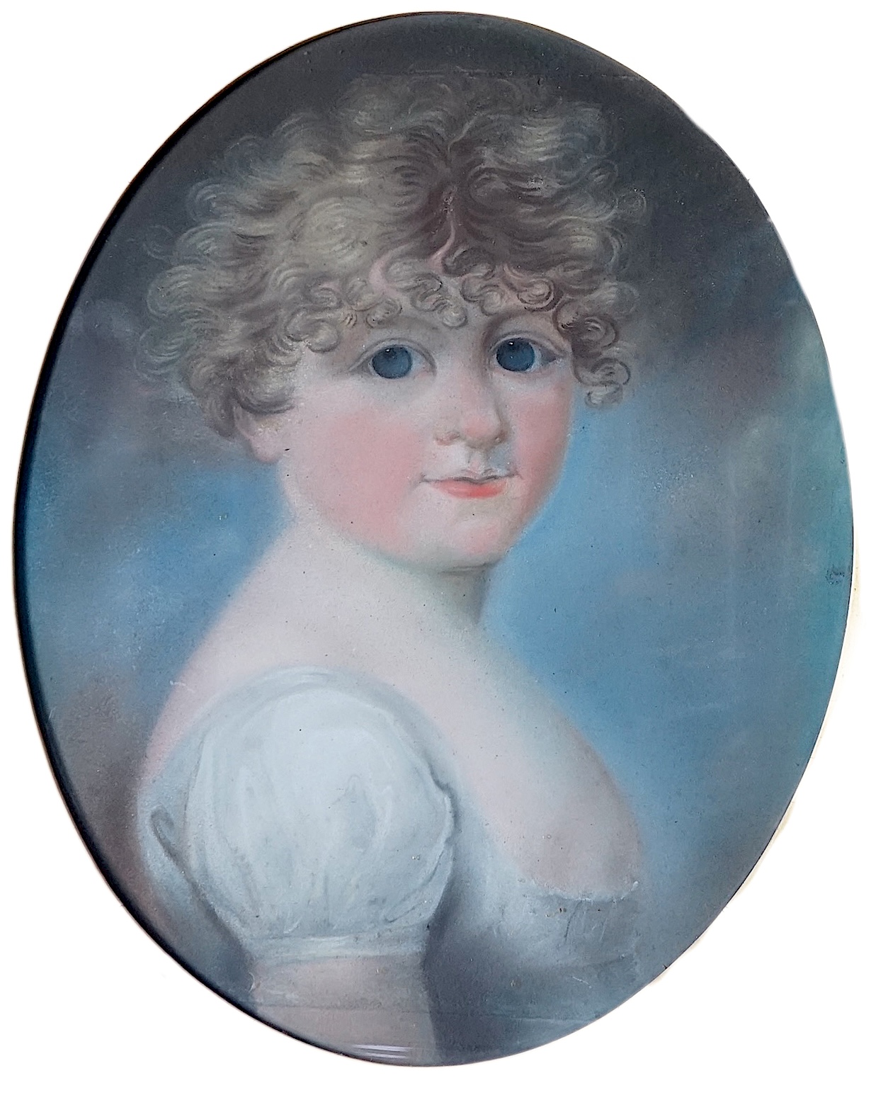 Early 19th century English School , Portrait of a child, pastel on paper, 31.5 x 25cm